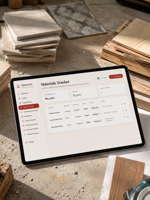 Home Construction Project & Budget Tracker Dashboard | Interactive Build Planner screenshot