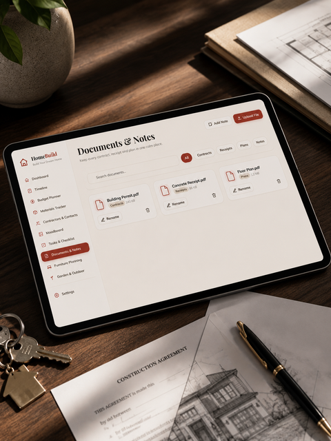 Home Construction Project & Budget Tracker Dashboard | Interactive Build Planner screenshot